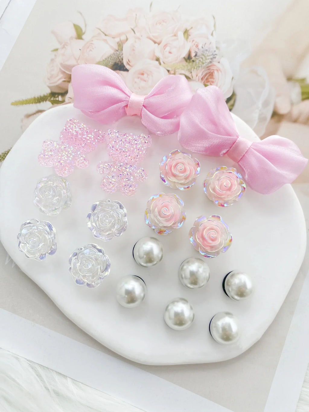 Set of 18 Pink, Bow, & ABS Pearl Charms – Beach Bag Decorations