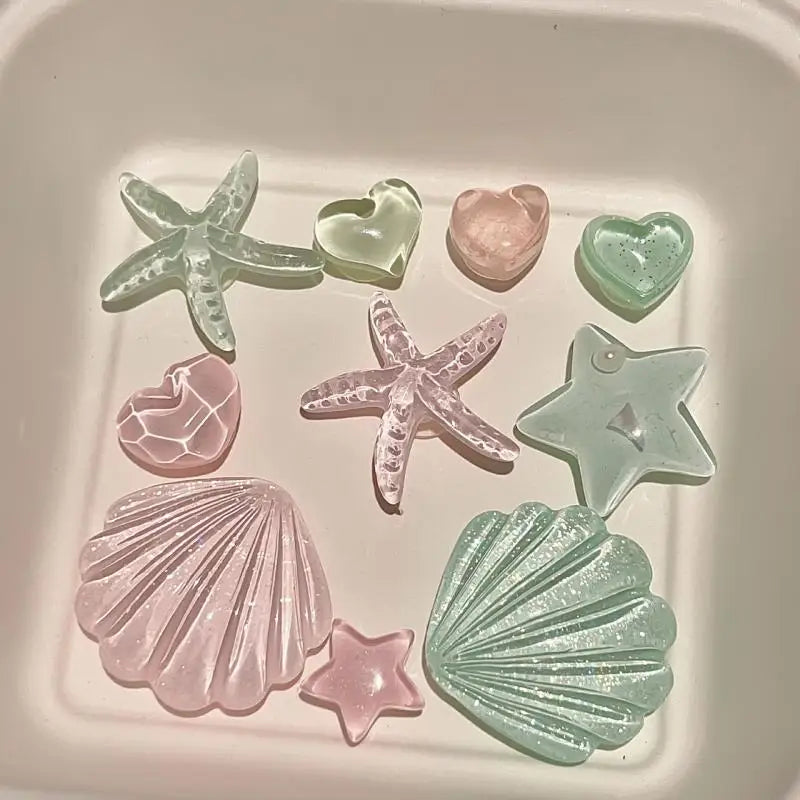 Starfish & Seashell Resin Charm Set – Beach Bag Decorations