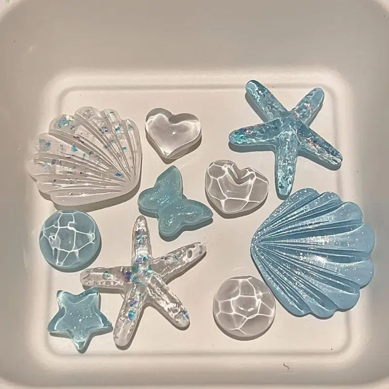 Starfish & Seashell Resin Charm Set – Beach Bag Decorations