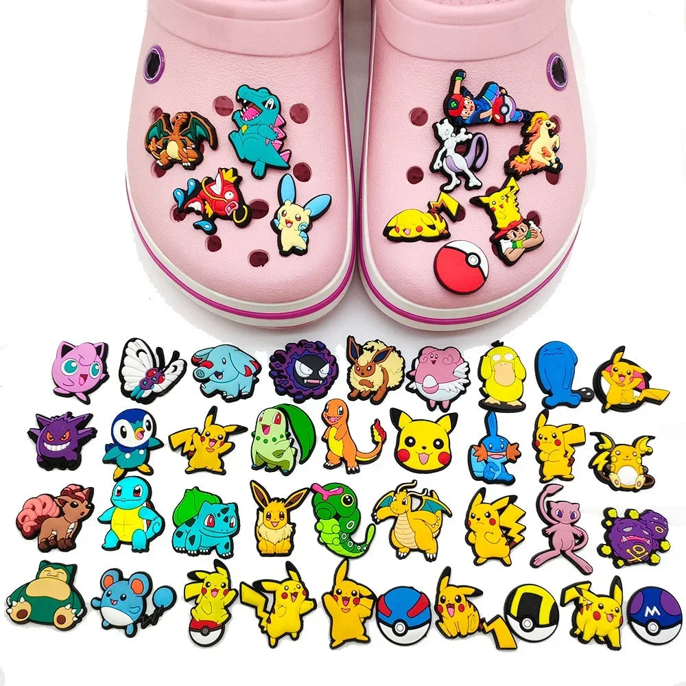 Pokemon Pikachu Shoe Charms for Clogs Sandals Decoration PVC Cartoon Shoe Accessories Charms for Friends Gifts