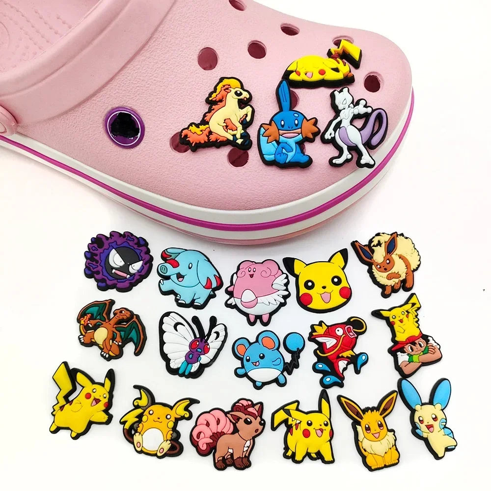 Pokemon Pikachu Shoe Charms for Clogs Sandals Decoration PVC Cartoon Shoe Accessories Charms for Friends Gifts