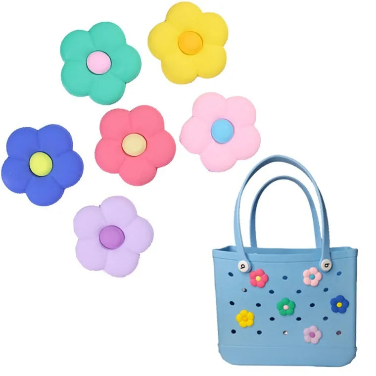 Croxi Charm Flowers - Set of 6 Rubber Beach Bag Flower Charms