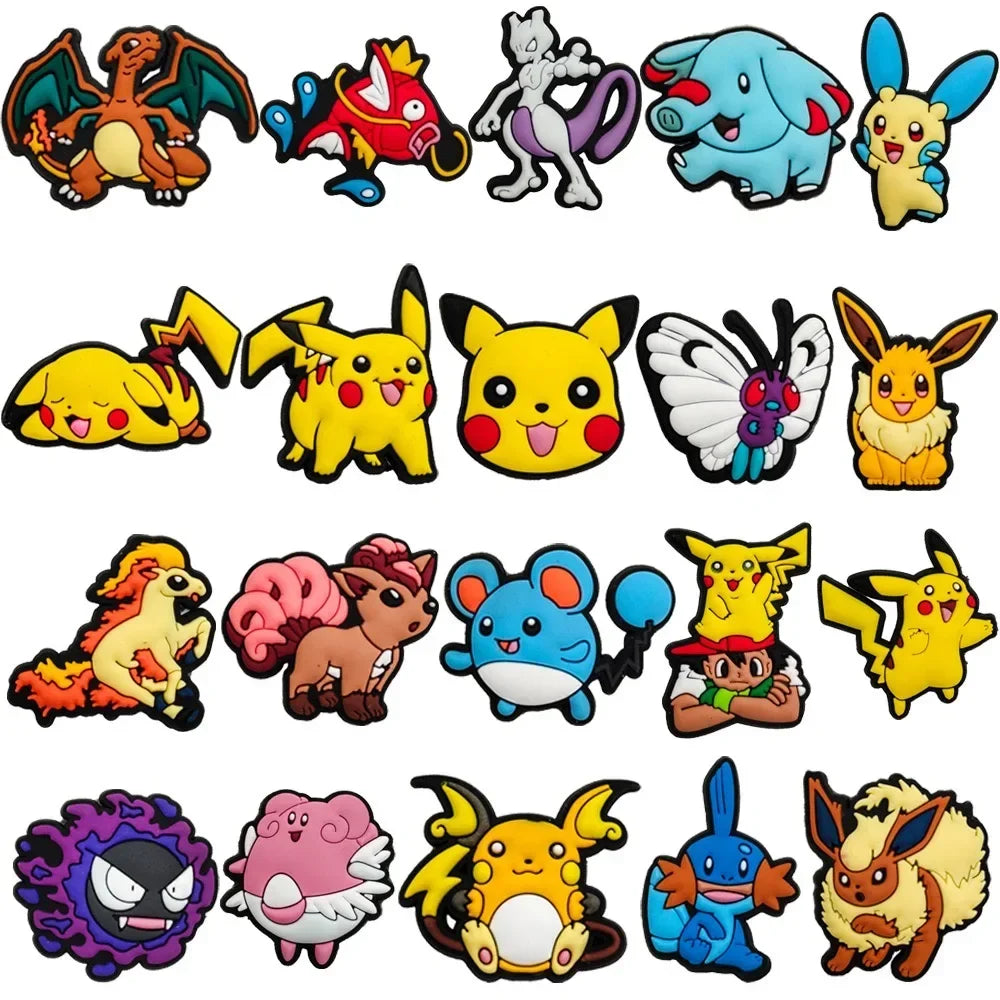 Pokemon Pikachu Shoe Charms for Clogs Sandals Decoration PVC Cartoon Shoe Accessories Charms for Friends Gifts