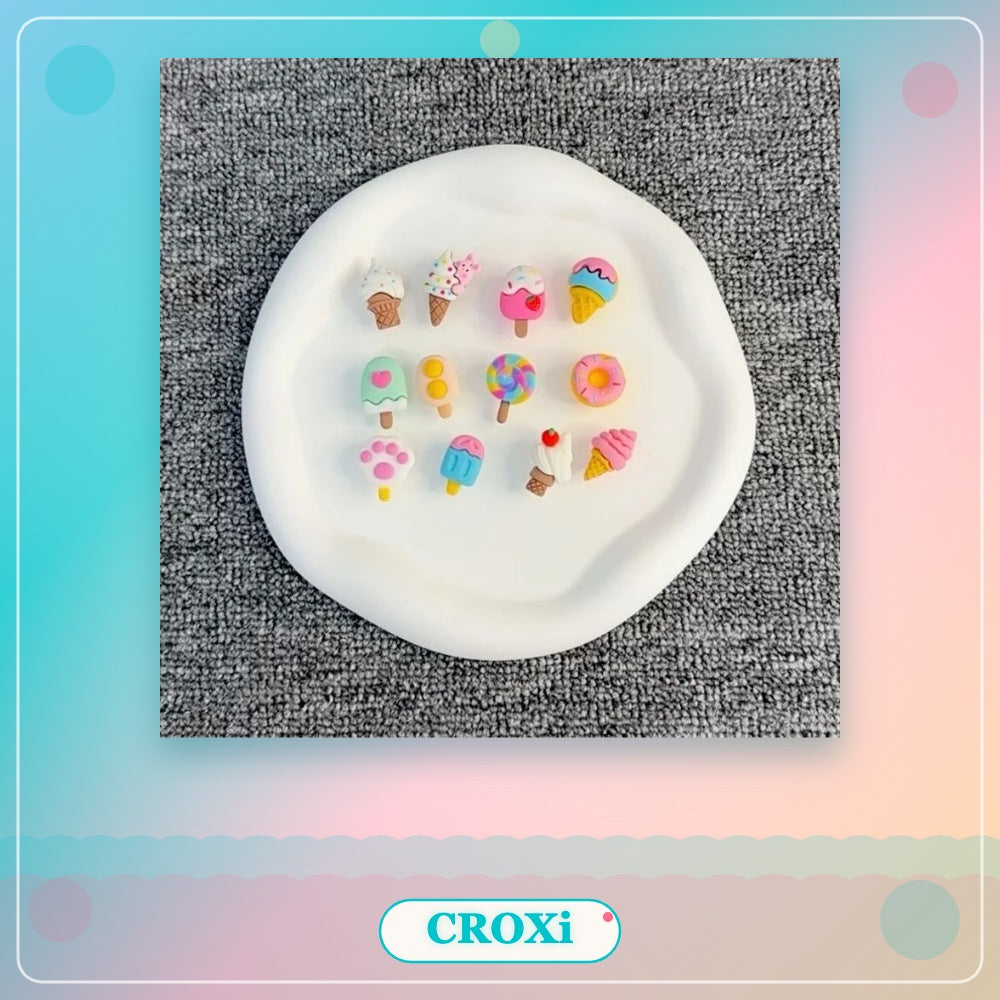 CROXi Gourmet Charm – Set of 12 Ice Cream & Donut Decorations for Hole Bags